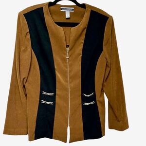 Amanda Smith Dresses Black Light Brown Tan Blazer Light Jacket Formal Sweater